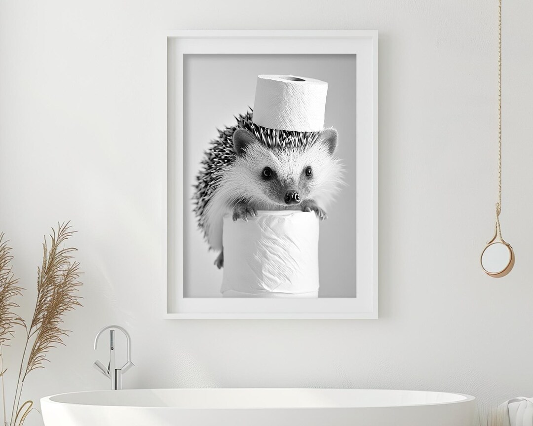 Funny Hedgehog Bathroom Print: Vintage Toilet Paper Roll Art (digital ...