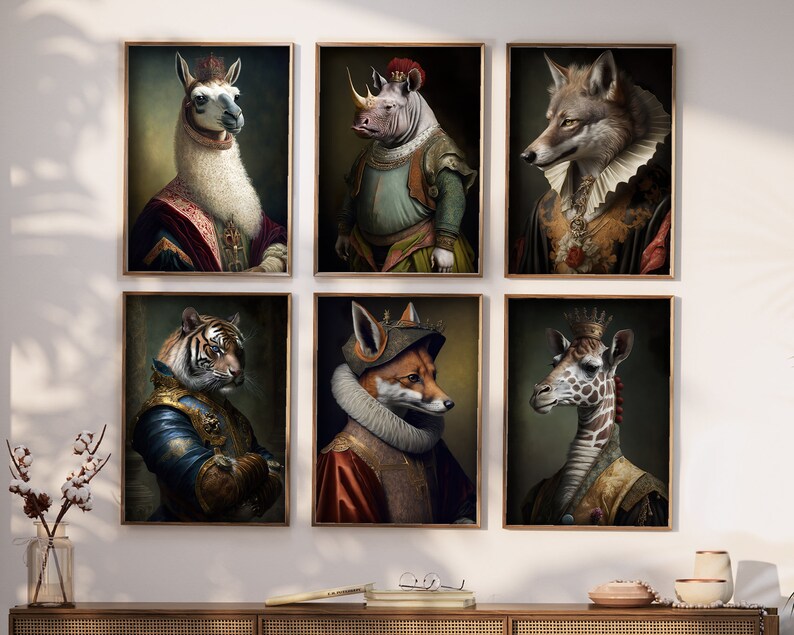 Aristocratic Animals Bundle Funny Animal Wall Decor Etsy