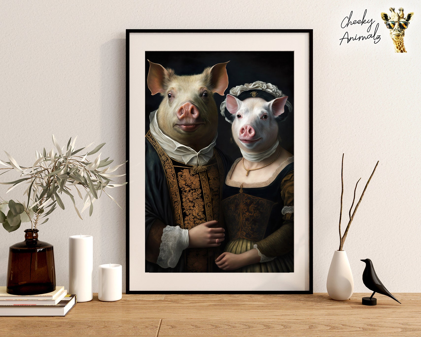 Kunstprint varkenpaar uit de Renaissance: grappig dierenportret (digitale  download) - Etsy België, image size:1710x1368