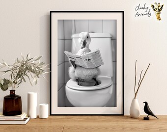 Déco Toilette Animaux Drôles 20x30cm - Toile Murale Pour Salle De Bain, WC - Type E