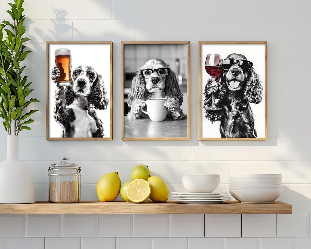Cocker Spaniel Wall Art Bundle, Funny Kitchen Decor, Cute Cocker ...