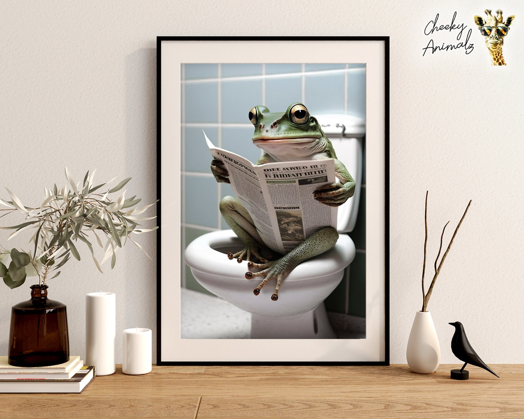 Funny Frog on Toilet Print: Bathroom Humor Wall Art (digital Download ...