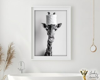 Set Di 4 Poster Divertenti Per Bagno Con Cornice - Frasi Umoristiche Su Spazzolino E Filo, Bianco E Nero, 20x25 Cm Su Tela
