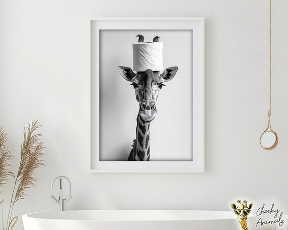 Set Di 4 Poster Divertenti Per Bagno Con Cornice - Frasi Umoristiche Su Spazzolino E Filo, Bianco E Nero, 20x25 Cm Su Tela