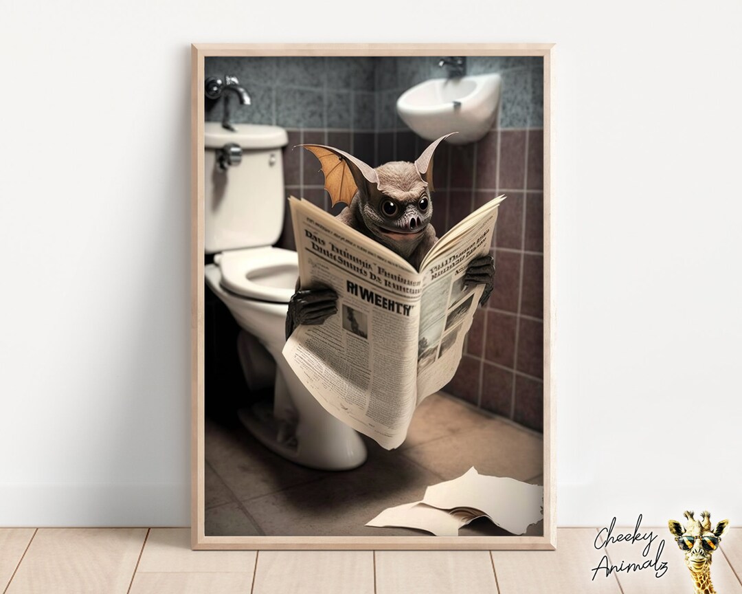 Funny Bat Bathroom Print: Toilet Wall Art (digital Download) - Etsy