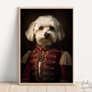 貴族風シーズー犬のルネッサンス肖像画：面白い動物の壁アート