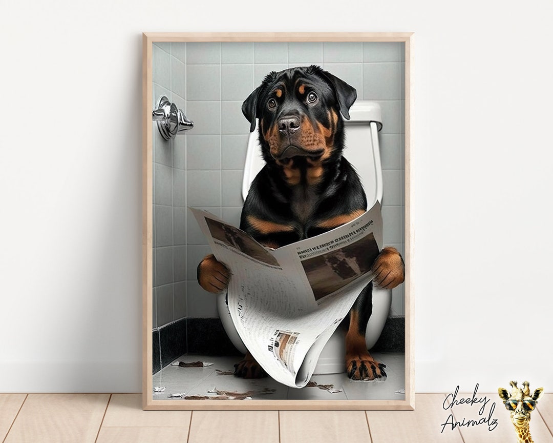 Grappige rottweiler badkamerprint: toiletmuurkunst (digitale download) -  Etsy België, image size:1080x864