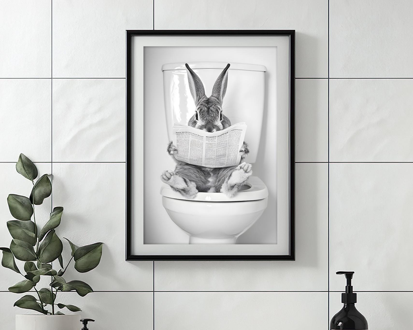 Set Di 3 Quadros Divertenti Animali Nella Vasca Da Bagno Simpatico Elefante Giraffa Lama Poster Per Pareti Di Wc Doccia Bagno A4 Cornice nera | Leroy Merlin