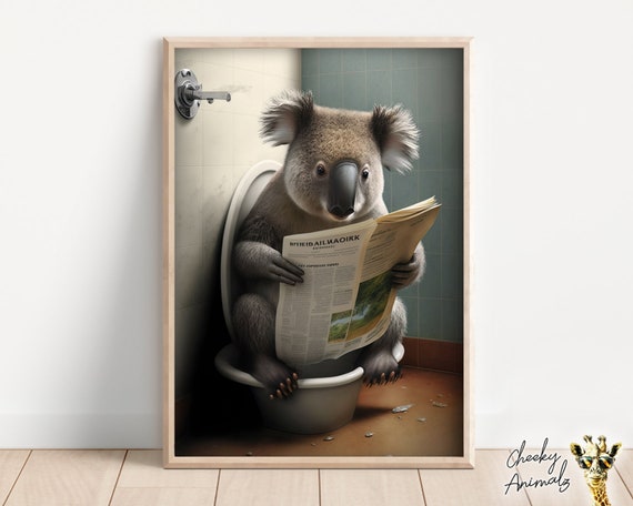Wall Art Print, Koala in Tub Printable Wall Art, Koala art,koala in a  toilet