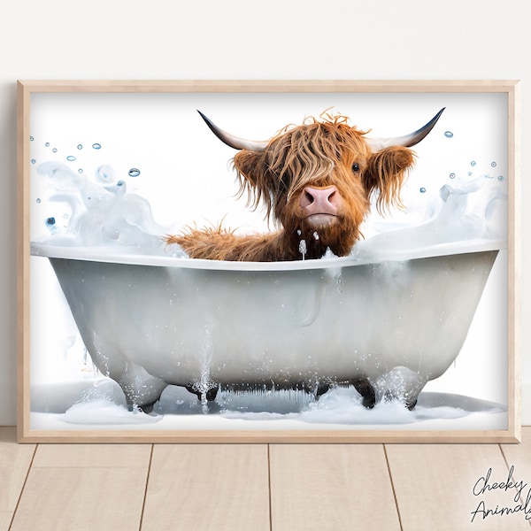 Highland Cow in Bathtub Printable Etsy Highland Cow in Bathtub Printable Etsy