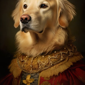 Renaissance Golden Retriever Portrait: Funny Dog Art Print (digital Art ...