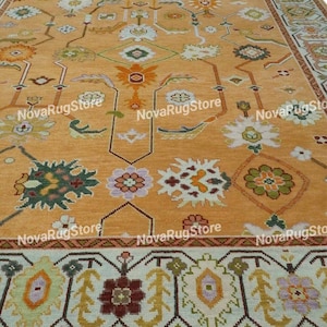 Modern oushak 9x12 10x14 hand knotted floral rug large size oushak rug luxury modern for living room kid&#39;s room Traditional wool area rugs