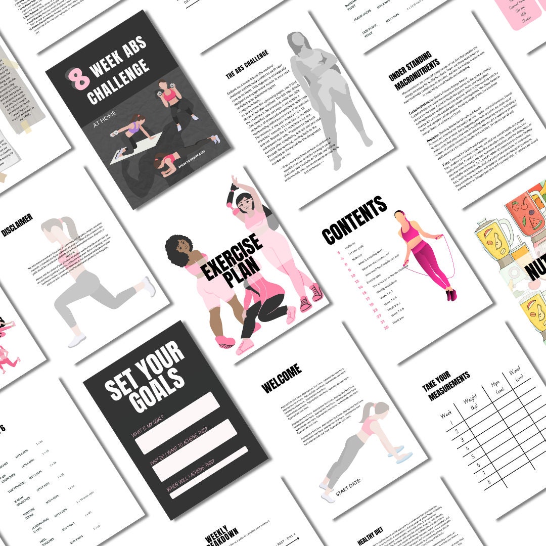 PLR 8 Week Abs Challenge, Fitness Program Template, PLR Health&fitness ...