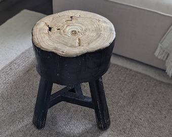 Vintage wooden side table/ stump stool