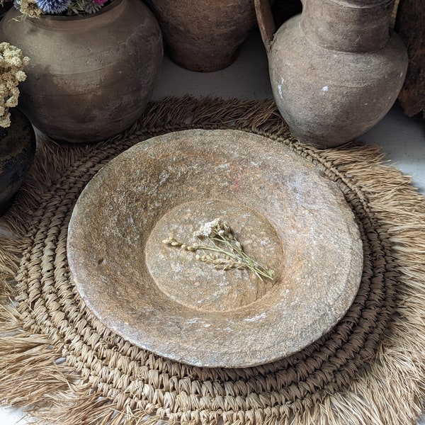 Large vintage rustic marble stone bowl