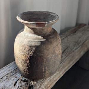Extra Large Antique teak wood vase