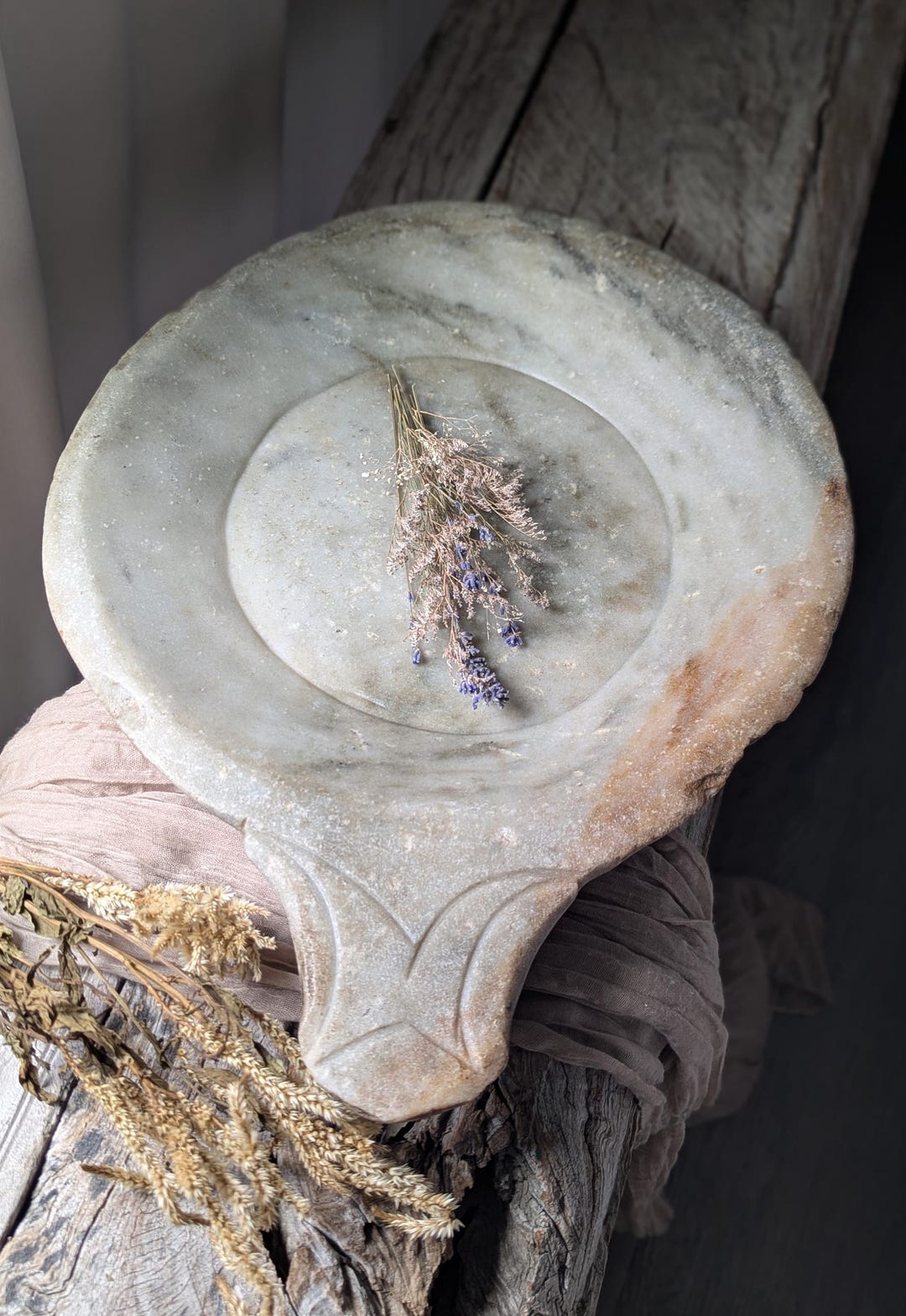 Vintage Stone Parat Tray/ Large Stone Tray With Handle - Etsy