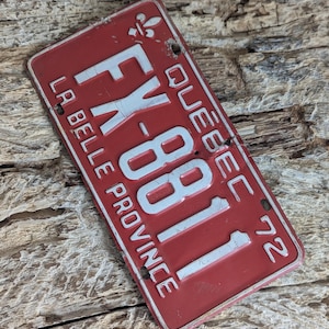 Vintage 1972 Quebec license plate