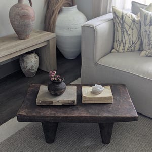 Vintage African carved wood Senufo table/ African low table