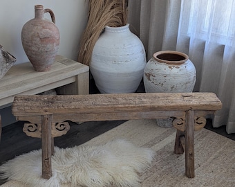 Vintage reclaimed wood bench/ Vintage skinny bench