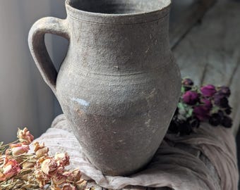 ヴィンテージトルコオリーブ瓶/アヴァノス花瓶/アンティークテラコッタ