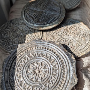 Vintage biscuit molds/ antique black stone cookie mold