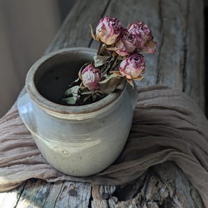 Kleine vintage Franse confitpot/mini Franse steengoedkruik