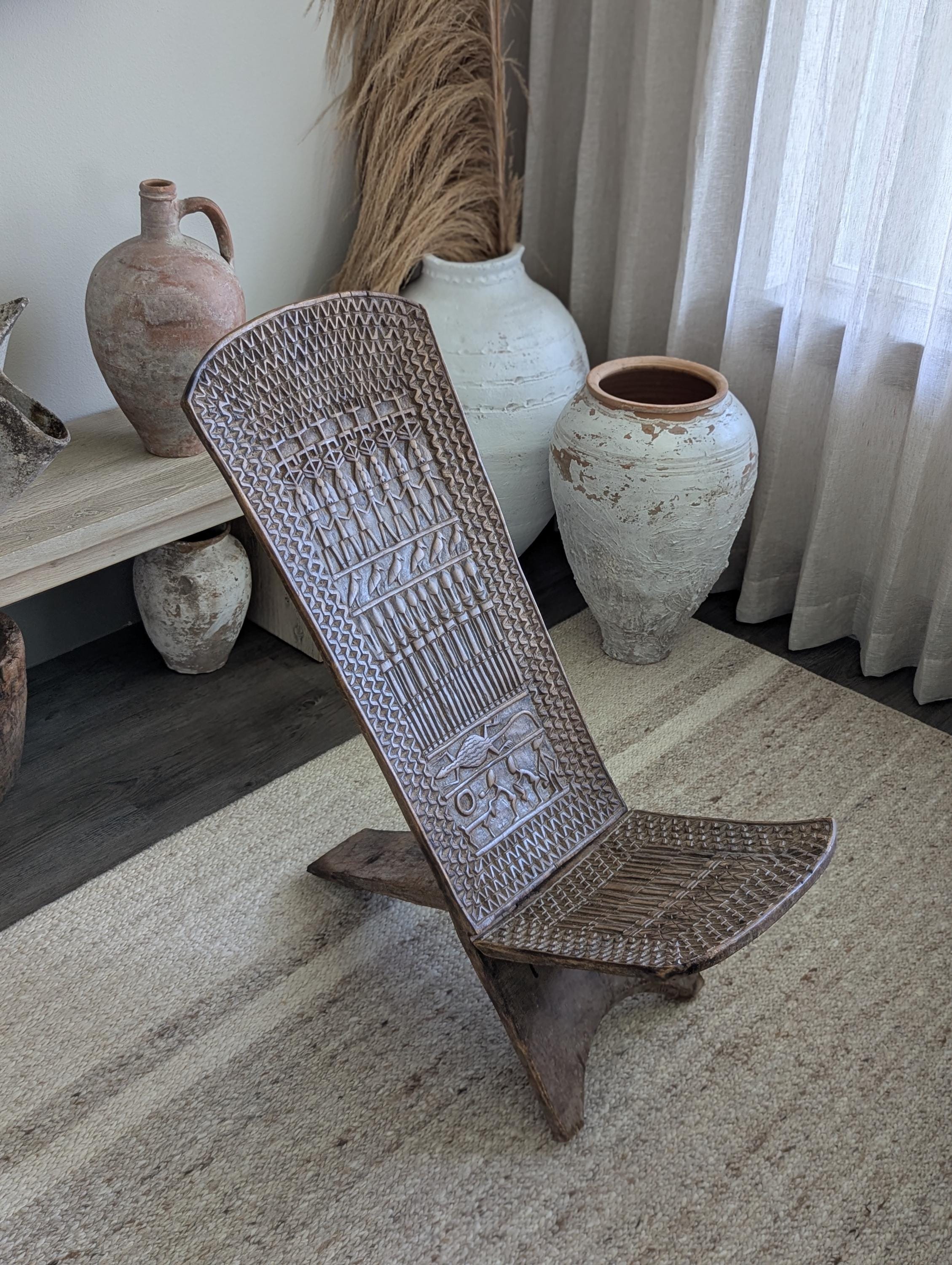 African Wood Chair - Etsy