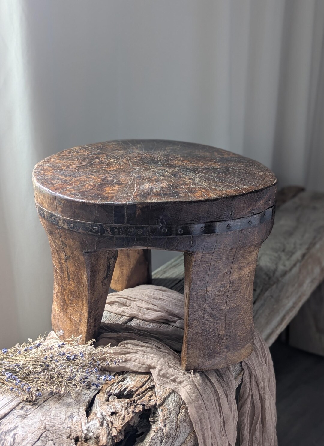 ヴィンテージナガ木製スツール/木製サイドテーブル - Etsy 日本