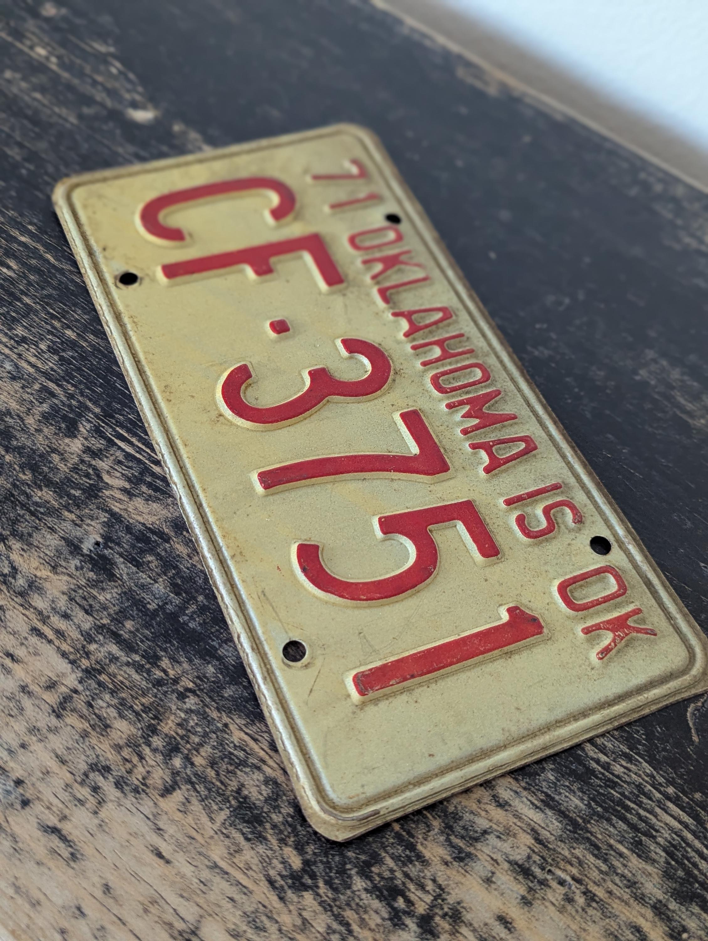 1971年製オクラホマ州のヴィンテージナンバープレート - Etsy 日本