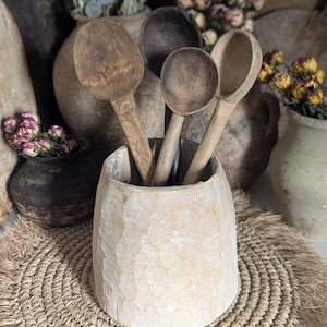 Vintage Teak Holz Topf/ Vintage Utensilienhalter