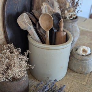 Vintage extra grote steengoedkruik, rustieke keukengereihouder, rustieke keukengereikruik, steengoedaardewerk, wabi sabi-pot voor keukengerei