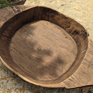 Large vintage wood parat bowl