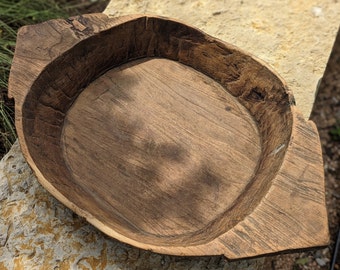 Large vintage wood parat bowl