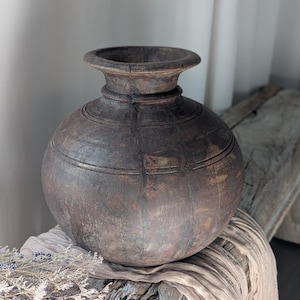 Large vintage wood water pot