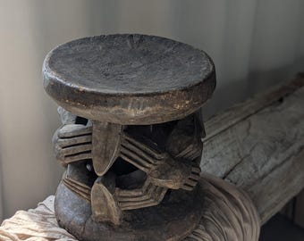 Round Bamileke African side table/ stool