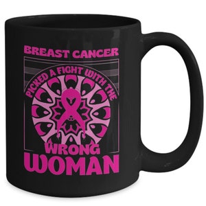 Large Breast Cancer Mug, Cancer Warrior, Cancer Survivor Gift, Breast Cancer Gifts for Women After Surgery, Breast Cancer Gifts image 2