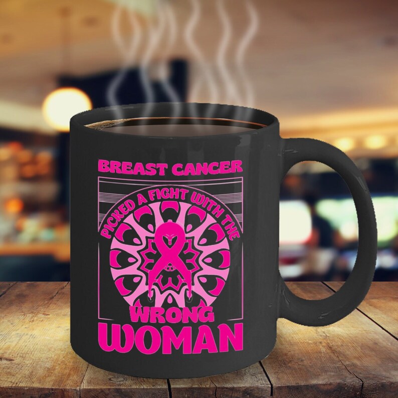 Large Breast Cancer Mug, Cancer Warrior, Cancer Survivor Gift, Breast Cancer Gifts for Women After Surgery, Breast Cancer Gifts image 1