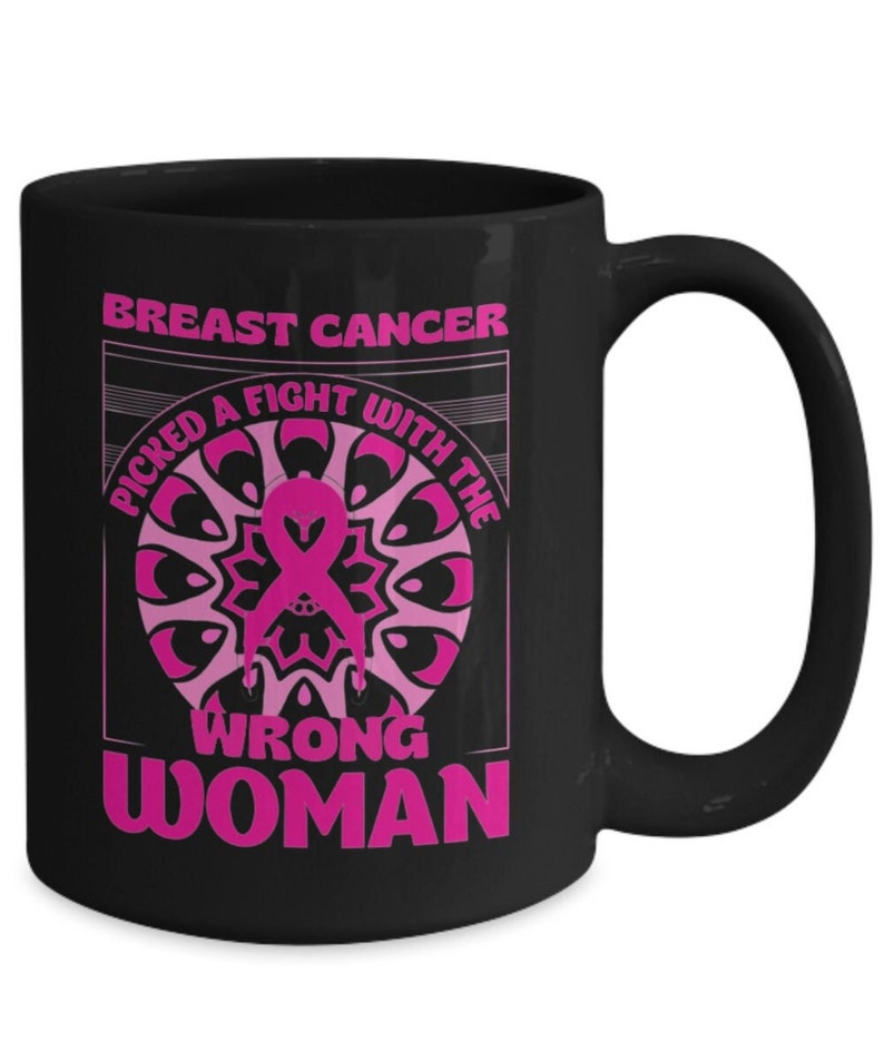 Large Breast Cancer Mug, Cancer Warrior, Cancer Survivor Gift, Breast Cancer Gifts for Women After Surgery, Breast Cancer Gifts image 2