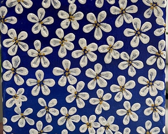 Flowers with Blue Background Acrylic Painting