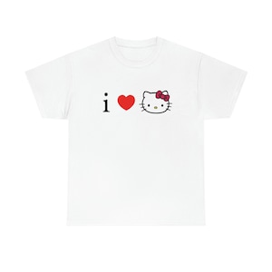 Unisex I Heart Hello Kitty T-Shirt, Kawaii I Love Hello Kitty T Shirt, Cute Sanrio Shirt image 1