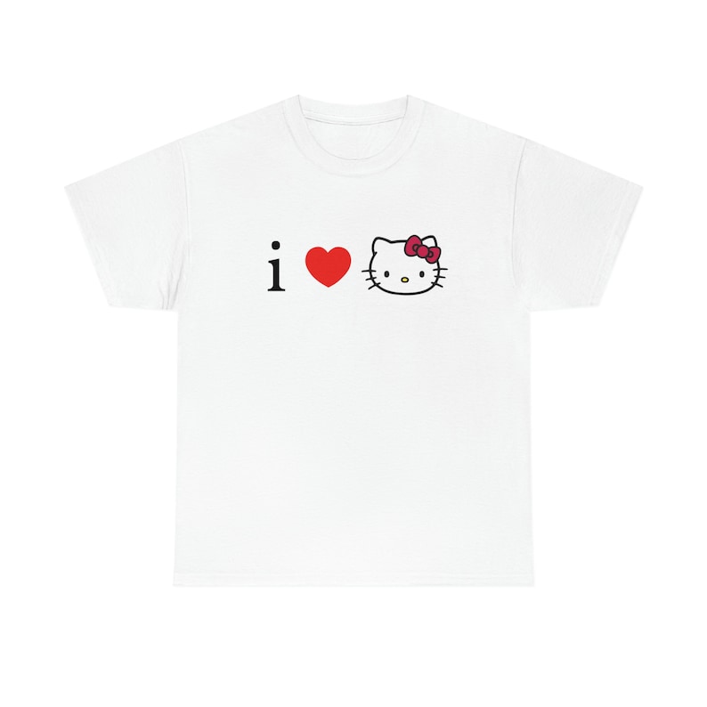 Unisex I Heart Hello Kitty T-Shirt, Kawaii I Love Hello Kitty T Shirt, Cute Sanrio Shirt image 1