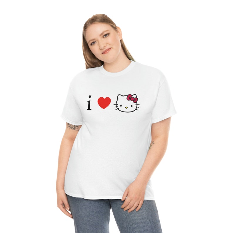 Unisex I Heart Hello Kitty T-Shirt, Kawaii I Love Hello Kitty T Shirt, Cute Sanrio Shirt image 3