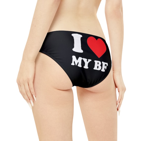 I Heart My BF Bikini Bottoms, Cute I Love My Bf Bikini Bottoms, Couples  Swimwear 