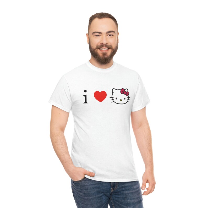 Unisex I Heart Hello Kitty T-Shirt, Kawaii I Love Hello Kitty T Shirt, Cute Sanrio Shirt image 4