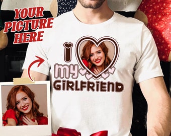Unisex Custom Y2K I Love My GirlfriendT-Shirt, Custom Y2K I Heart My Girlfriend T Shirt, Custom Y2K Matching Couples Shirt