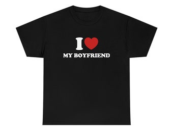 Unisex I Love My Boyfriend T-Shirt, I Heart My Boyfriend T Shirt, Matching Couples Shirt