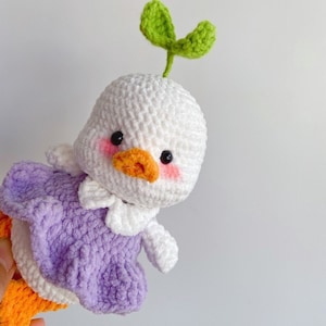 Adorable duck crochet PATTERN, amigurumi duck PDF file beginners (ENGLISH), duck in a skirt crochet pattern