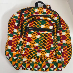 Handmade Kente Cloth Backpack with 4 Pockets