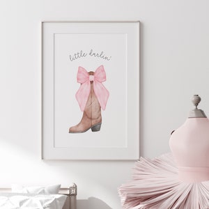 Cowgirl nursery print, cowgirl boot print for western cowgirl nursery, watercolor nursery